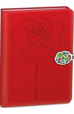 Jurnal cu inchidere magnetica: Floral. Rosu