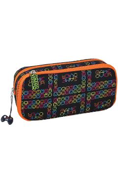 Penar Game Over cu 2 fermoare si charms. Negru-portocaliu