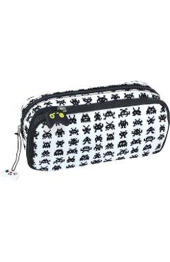 Penar Game Over cu 2 fermoare si charms. Alb-negru