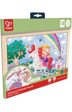 Puzzle din lemn 2 in 1. Unicorn