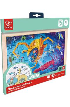 Puzzle din lemn 2 in 1. Salvarea oceanului