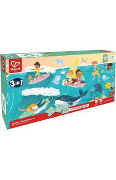 Puzzle 3 in 1. Prietenii oceanului + 12 piese storytelling