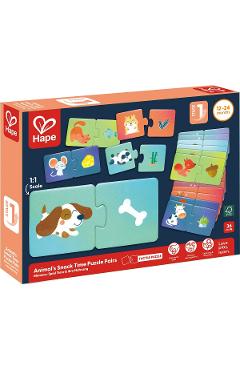 Puzzle: Potriveste perechea. Animale si gustari