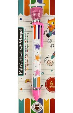 Pix multicolor cu 6 culori si stampila: ABC Campions. Roz