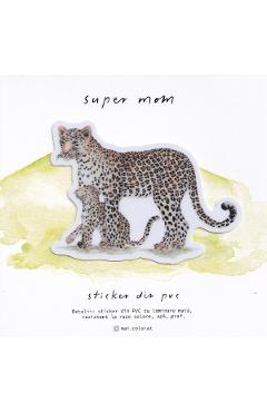 Sticker: Super Mom Leopard. Mai Colorat
