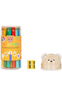 Set 24 creioane colorate + ascutitoare. Teddy friends