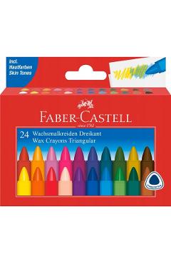 Creioane cerate triunghiulare 24 culori. Faber-Castell