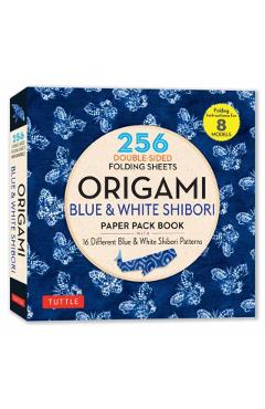 Origami Blue & White Shibori Paper Pack Book: 256 Double-Sided Folding Sheets (Includes Instructions for 8 Models) -