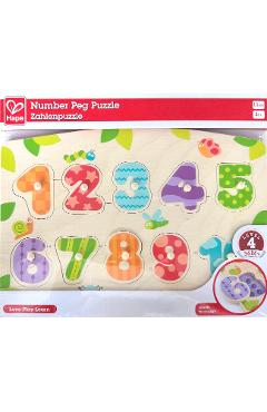 Puzzle din lemn cu butoni: Numere