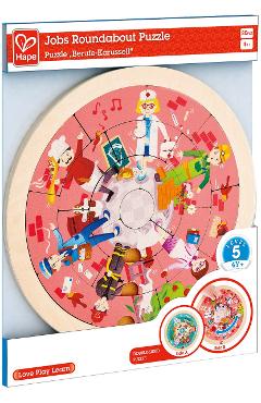 Puzzle din lemn cu doua fete. Giratoriu si meserii