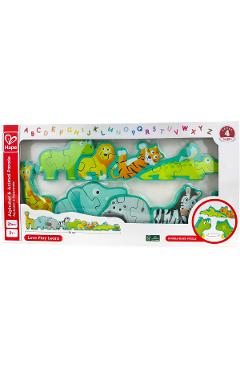 Puzzle din lemn. Litere si animale salbatice
