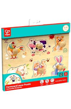 Puzzle din lemn in straturi: Animale