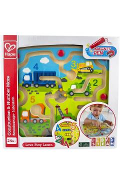 Jucarie din lemn: Labirint magnetic. Santier si numere
