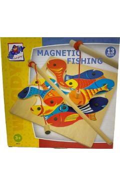 Puzzle din lemn: Joc magnetic de pescuit