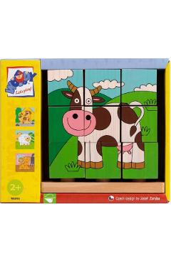 Puzzle din lemn. 3x3 cuburi. Imagini de stivuit