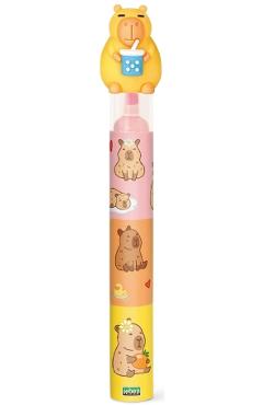 Mini evidentiator 3 in 1. Capybara galben cu pahar albastru