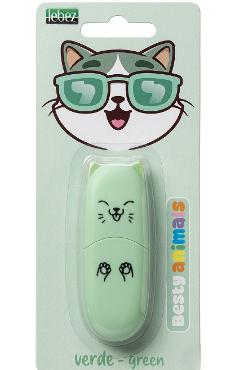 Marker evidentiator Besty Animals. Verde. Pisica