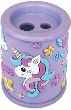 Ascutitoare mov cu 2 gauri si container. Unicorn