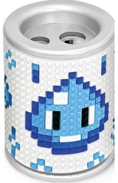 Ascutitoare 3D pixel alba cu 2 gauri si container