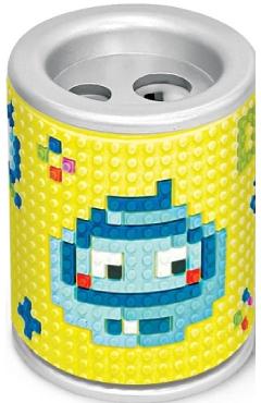 Ascutitoare 3D pixel galbena cu 2 gauri si container