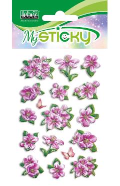Stickere decorative. My sticky 3D. Flori roz cu alb