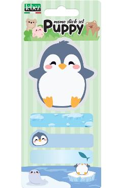 Set de 20 notițe autoadezive și 60 semne de carte. Pinguin