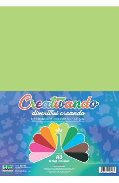 Carton colorat 10 coli A3. 10 culori