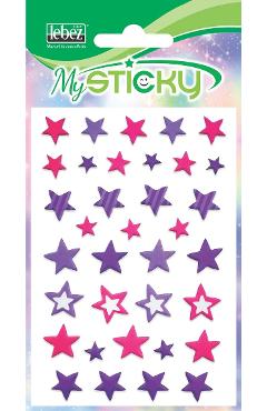 Stickere decorative. My sticky 3D. Stelute mov si roz
