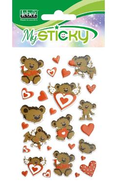 Stickere decorative. My sticky 3D. Ursuleti cu inimioare