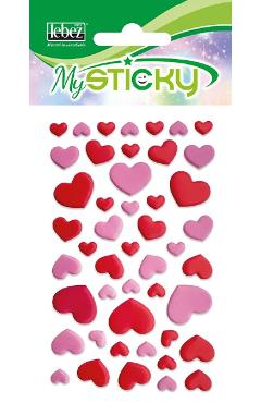 Stickere decorative. My sticky 3D. Inimioare rosii si roz