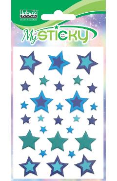 Stickere decorative. My sticky 3D. Stelute albastre si verzi