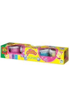 Set plastilina cu glitter 4 buc