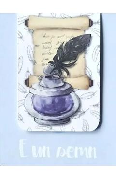 Semn de carte magnetic: Calimara cu pana de scris