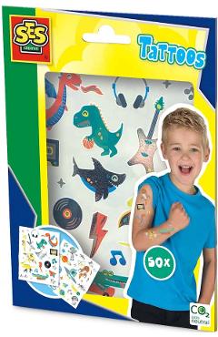 Tatuaje pentru copii. Spatiu si dinozauri