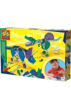 Set constructie: Dinozauri din metal. Triceratops si Spinosaurus