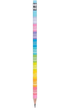 Creion grafit HB curcubeu cu tabla inmultirii 1-10