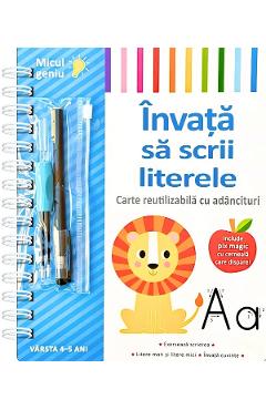 Invata sa scrii literele. Carte reutilizabila cu adancituri