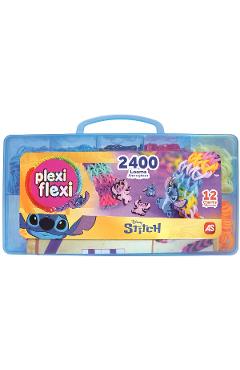 Cutie Plexi Flexi. 2400 elastice si 12 accesorii. Stitch. Albastru
