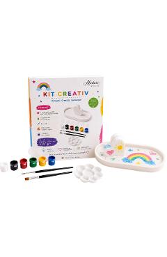 Kit creativ: Tavita inimioara cu suport foto. Ceramica pentru pictat