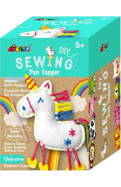 Set de cusut DIY: Decoratiune topper pentru creion. Unicorn