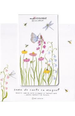 Semn de carte cu magnet: Flori si fluture