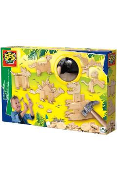 Set creativ: Dinozauri din lemn