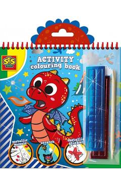 Carte de colorat cu activitati metalice 3 in 1