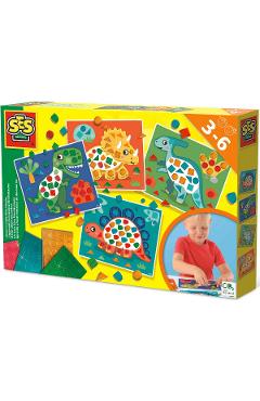 Set creativ: Invata sa creezi tablouri cu mozaic. Dinozauri