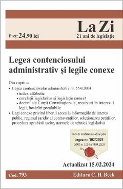 Legea contenciosului administrativ si legile conexe Act. 1 septembrie 2026