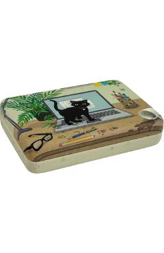 Cutie de bijuterii Bug Art. Pisica pe laptop