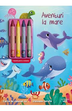Aventuri la mare. Carte de colorat cu 4 creioane cerate
