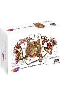 Puzzle din lemn multicolor 138 piese. Tigru
