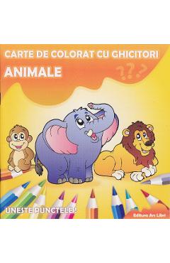 Animale - Carte de colorat cu ghicitori