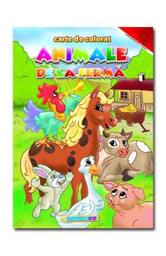 Animale de la ferma. Romana - Engleza - Carte de colorat - EUROBOOKIDS